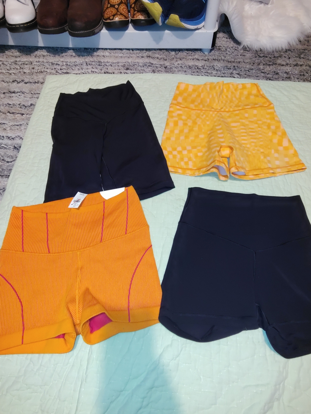 aerie Athletic Shorts Set - Black & Yellow-Orange Mix